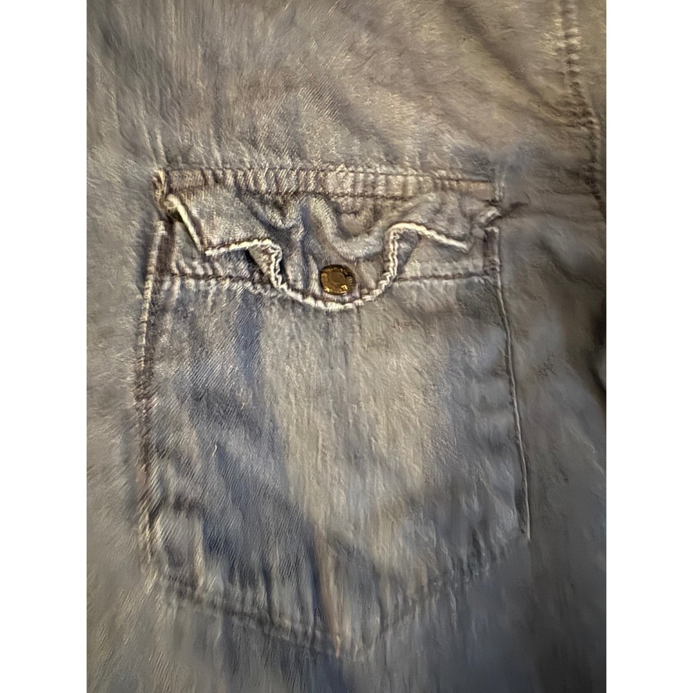 Denim Co Womens Dark Wash Denim Button Down Shirt Long Sleeve Size 12 - Picture 4 of 10